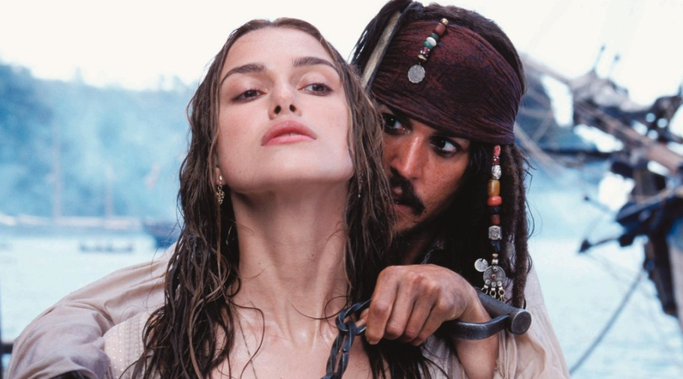 Johnny Depp and Keira Knightley in Pirates of the Caribbean