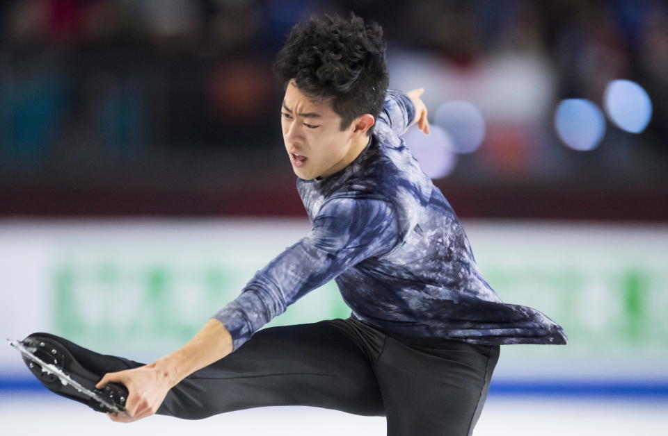 Nathan Chen, of the United States, skates during the men's free skate at figure skating's Grand Prix Final in Vancouver, British Columbia, Friday, Dec. 7, 2018. (Jonathan Hayward/The Canadian Press via AP)