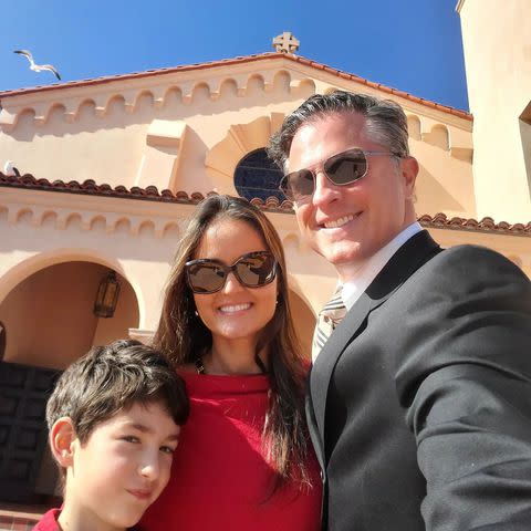 <p>Danica McKellar/Instagram</p> Draco McKellar Verta (left), Danica McKellar and Scott Sveslosky photographed together