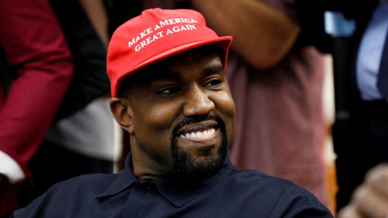 Kanye West tout sourire lors d’un meeting du président Donald Trump, le 11 octobre 2018 à Washington