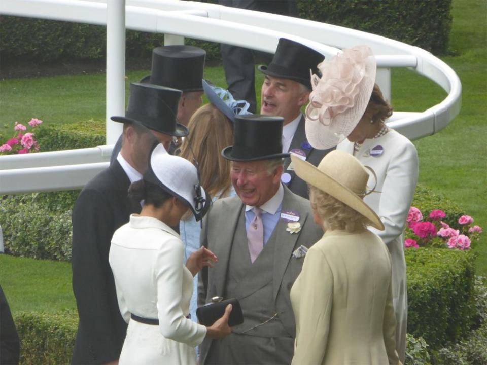 Prince Charles laughs with Meghan Markle at Royal Ascot on June 19, 2018.