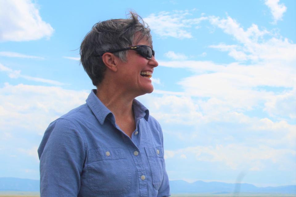 Sonya Germann, Director of the BLM's Montana/Dakotas District enjoys a moment with colleagues during a tour of the short grass prairie on the Fort Belknap Indian Reservation