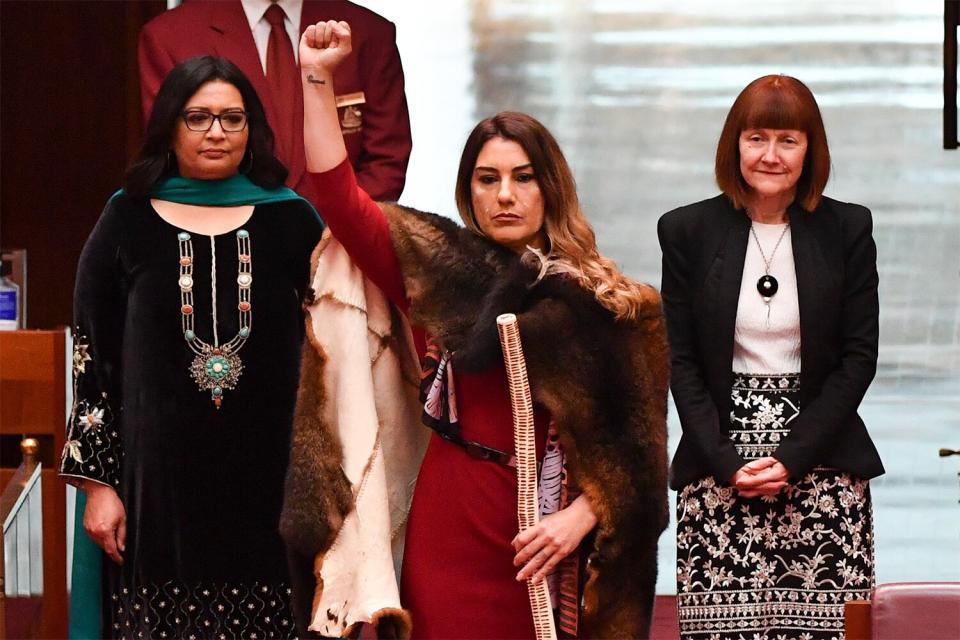 Incoming Senator Lidia Thorpe during her swearing-in at in the Senate at Parliament House on October 06, 2020 in Canberra, Australia.