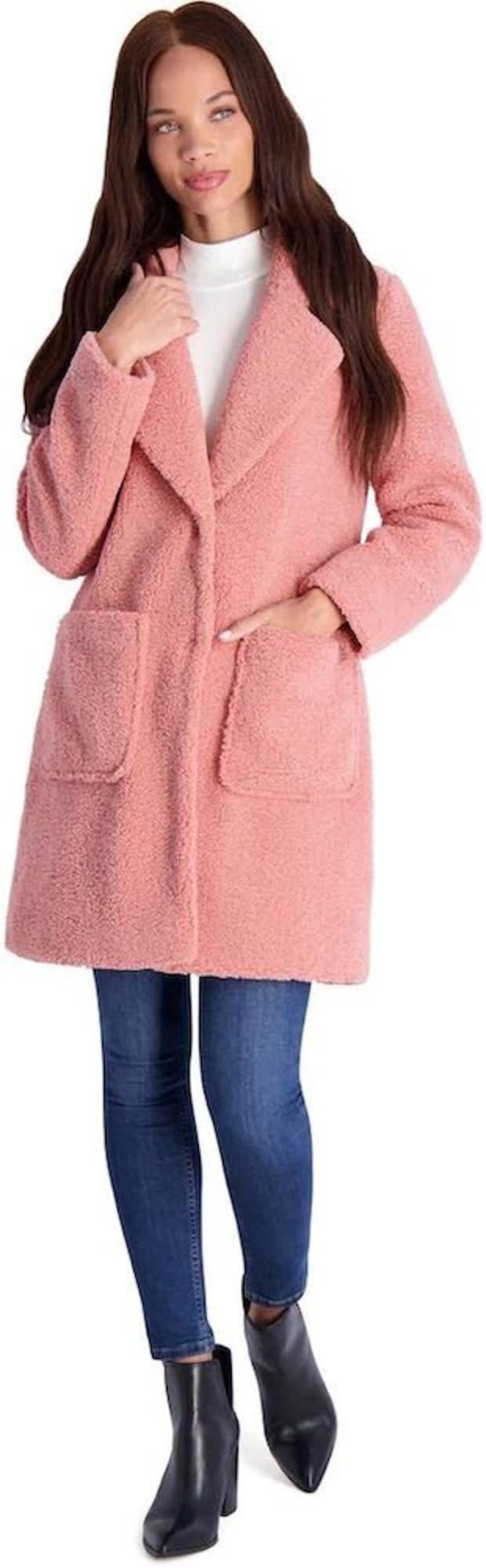 <p>Amazon</p><p>Your search for the perfect teddy coat is over. This French Connection Teddy Coat, available in seven colors on Amazon, is one of the coziest trends for the season, and the Coral Pink hue lets you capitalize on the growing <a href="https://parade.com/shopping/barbie-store-amazon" rel="nofollow noopener" target="_blank" data-ylk="slk:Barbiecore aesthetic;elm:context_link;itc:0;sec:content-canvas" class="link rapid-noclick-resp">Barbiecore aesthetic</a>. It features a front snap button closure, two side pockets, and an open-front design.</p>