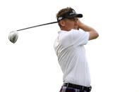 CARMEL, IN - SEPTEMBER 07: Ian Poulter of England watches his tee shot on the fourth hole during the second round of the BMW Championship at Crooked Stick Golf Club on September 7, 2012 in Carmel, Indiana. (Photo by Chris Chambers/Getty Images)
