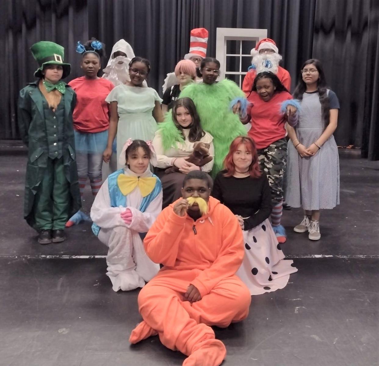 The cast of the Jefferson County High School Drama Club's The Grinch Is At It Again.