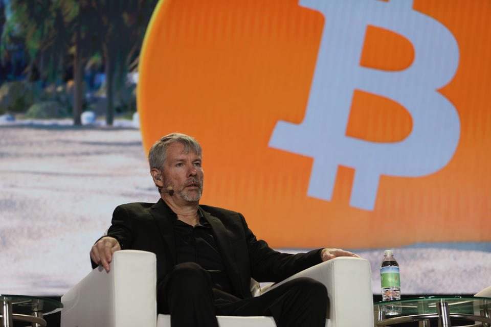 MIAMI, FLORIDA - JUNE 04: MicroStrategy CEO Michael Saylor speaks at the Bitcoin 2021 Convention, a cryptocurrency conference held at the Mana Convention Center in Wynwood on June 4, 2021 in Miami, Florida.  The crypto conference is expected to draw 50,000 people and will last from Friday 4  June to 6 June.  (Photo: Joe Raedle/Getty Images)