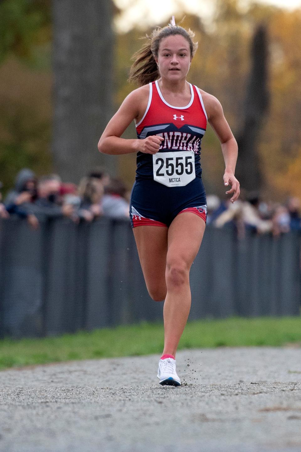 NJAC large-school cross country championships was held at Central Park of Morris County on October 27, 2020. #2555 Grace Vives of Mendham HS placed second with a time of 19:33.98.
