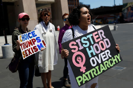 Demonstrators protest new restrictions on abortion passed by legislatures in eight states including Alabama and Georgia, in New York, U.S., May 21, 2019. REUTERS/Shannon Stapleton