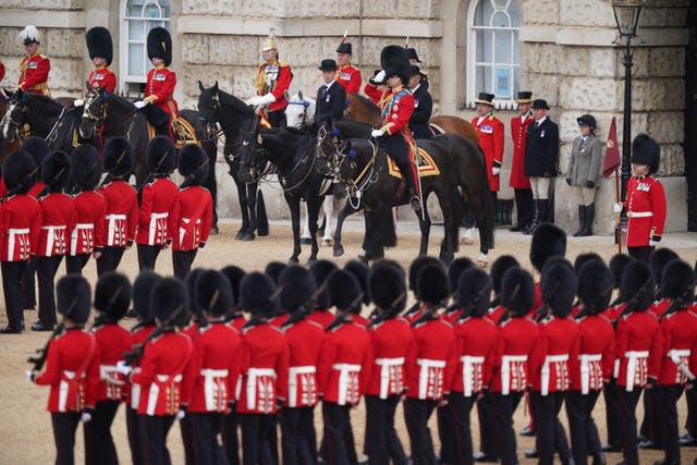 The Duke of Cambridge salutes during the rehearsal