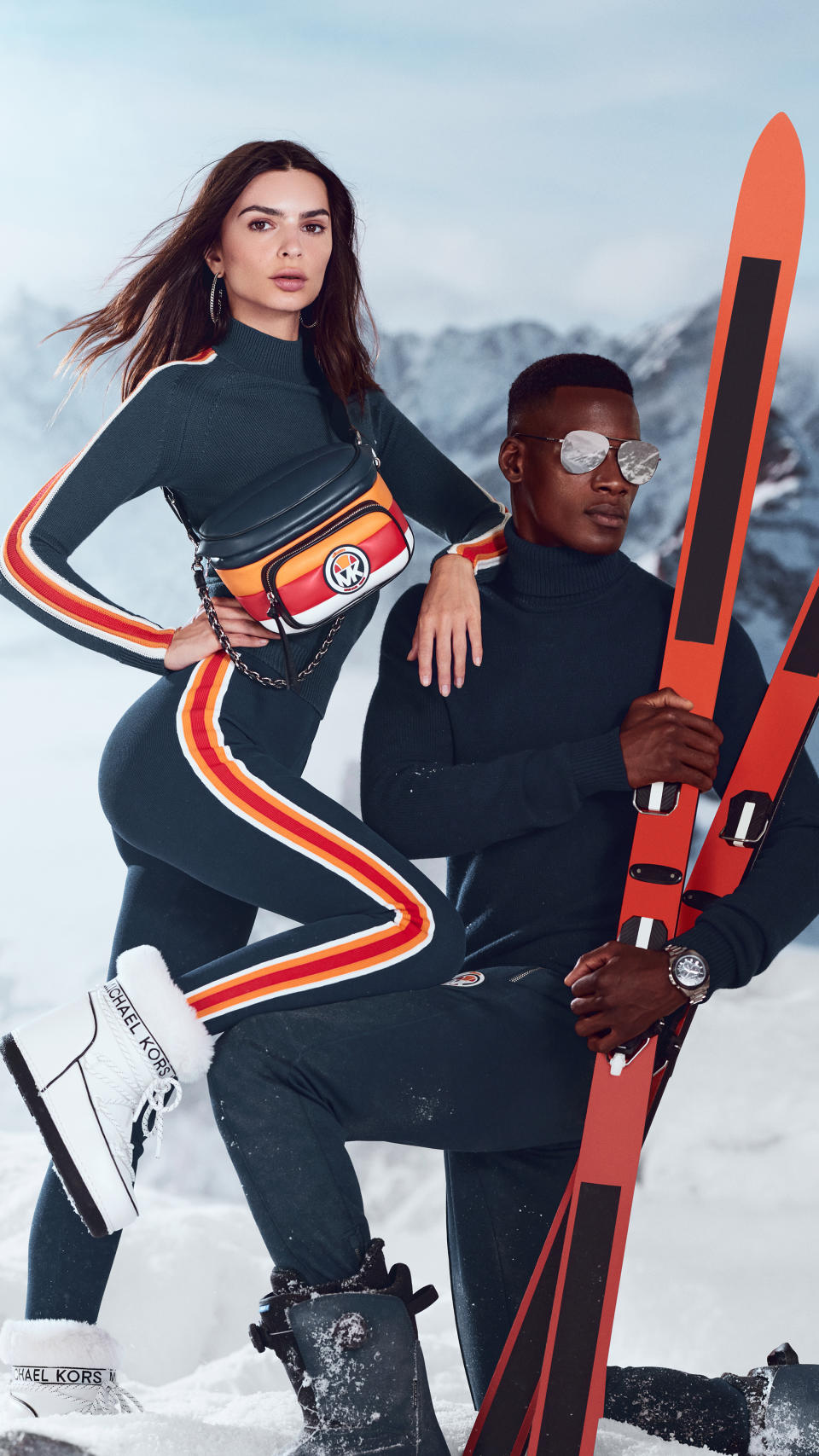 A campaign image featuring Emily Ratajkowski and model David Agbodji.
