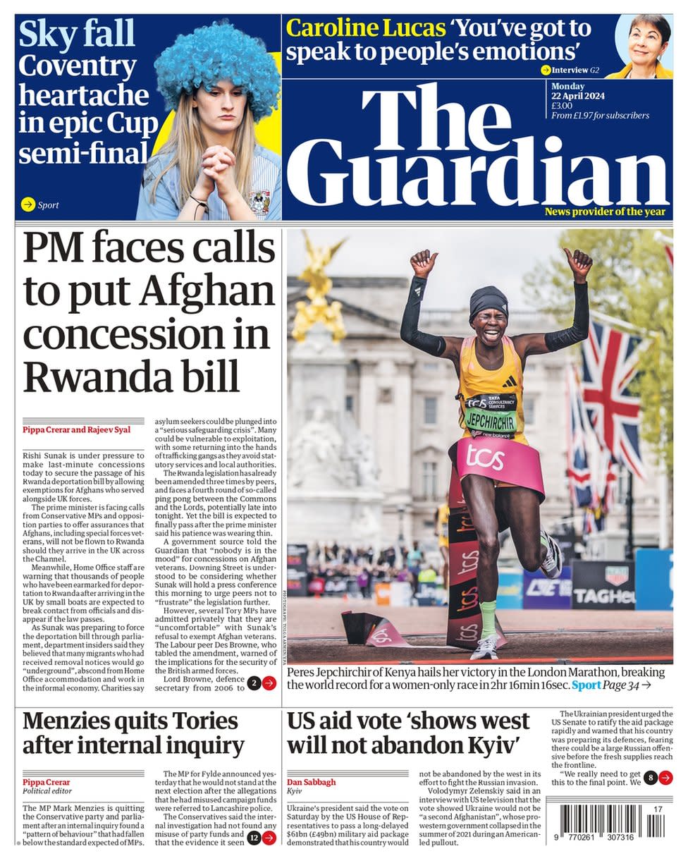 The Guardian's front page