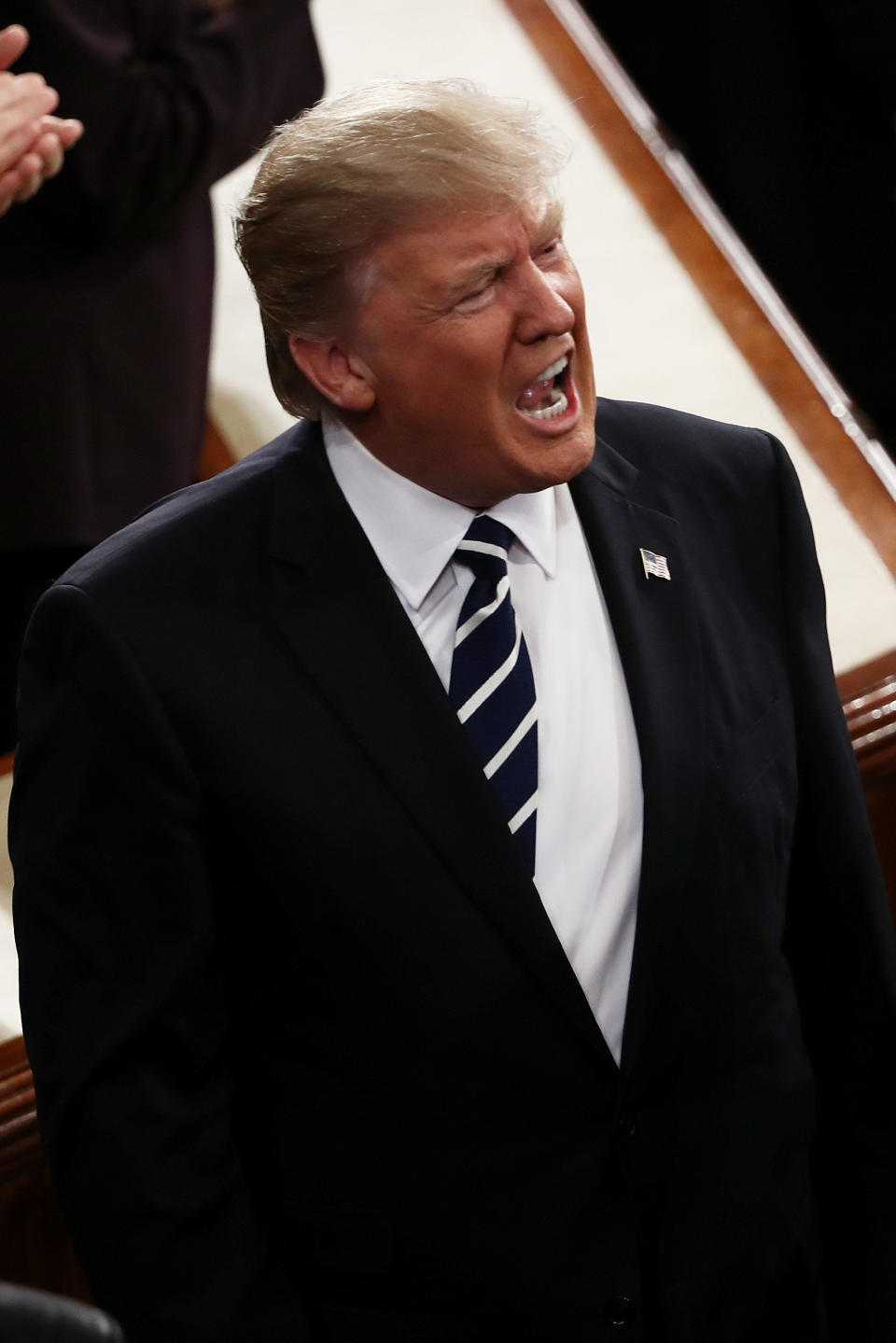 U.S. President Donald Trump arrives to addresses a joint session of the U.S. Congress on February 28, 2017 in the House chamber of the U.S. Capitol in Washington, DC.&nbsp;