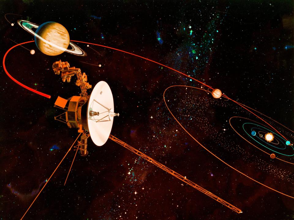 Artist rendering of NASA Voyager probe in outer space