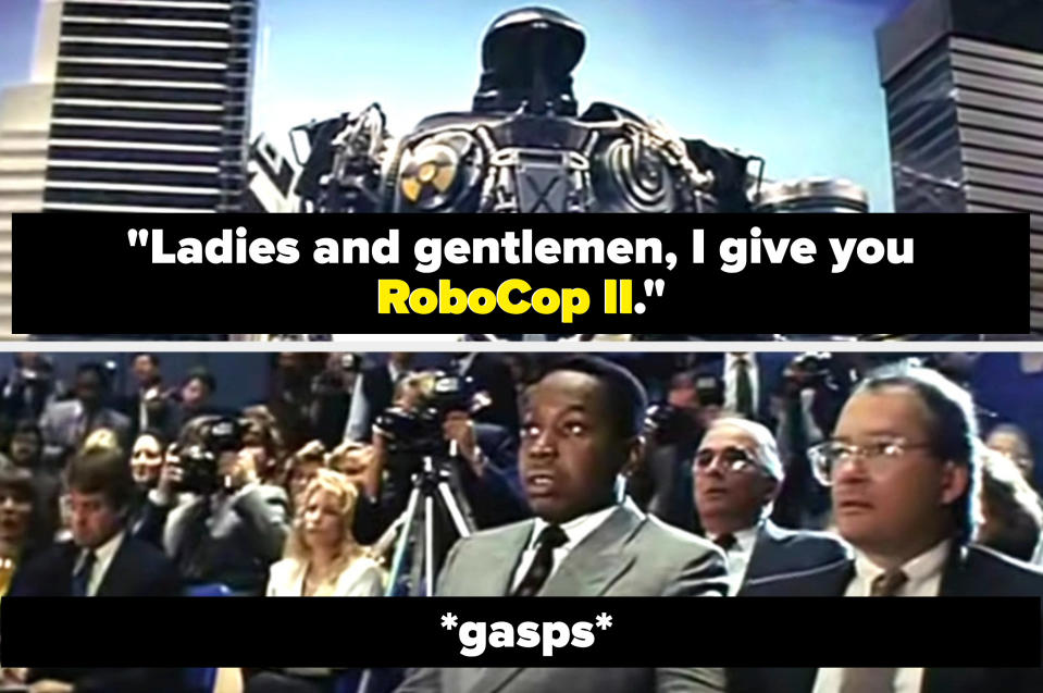 An announcer says, "I give you Robocop 2"
