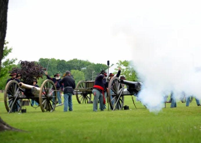 The internal war ended the annual Memorial Day weekend Civil War re-enactment at Heritage Park. Cannons like these fired over the Coldwater River for the last time in 2019.