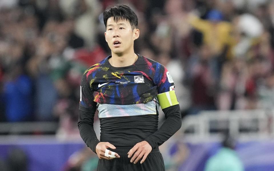 Son Heung-min of South Korea in action during the AFC Asian Cup 2023 Semi-Final match between South Korea and Jordan at Ahmed bin Ali Stadium in Al Rayyan, Qatar on February 06, 2024
