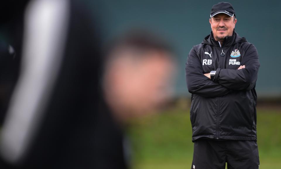 Newcastle United’s Manager, Rafael Benítez, oversees a training session