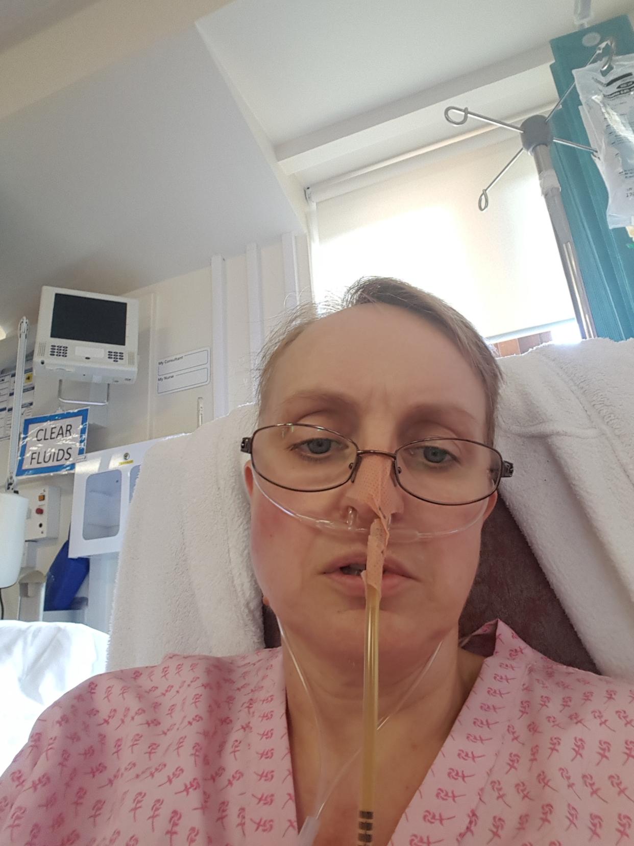 During chemotherapy in 2017,  Louise McMilan ended up in intensive care after suffering from appendicitis. (Supplied)