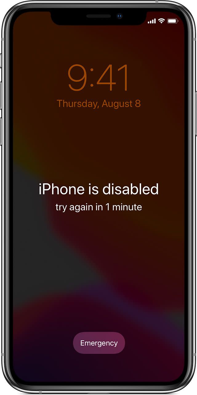 iphone is disabled try again in 1 minute