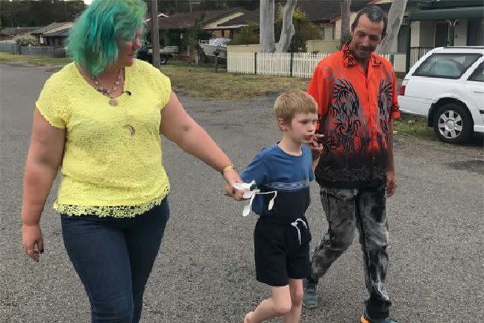 Thomas Maker-North with his mum Georgina Maker-North and stepdad Tony Worden. Source: ABC