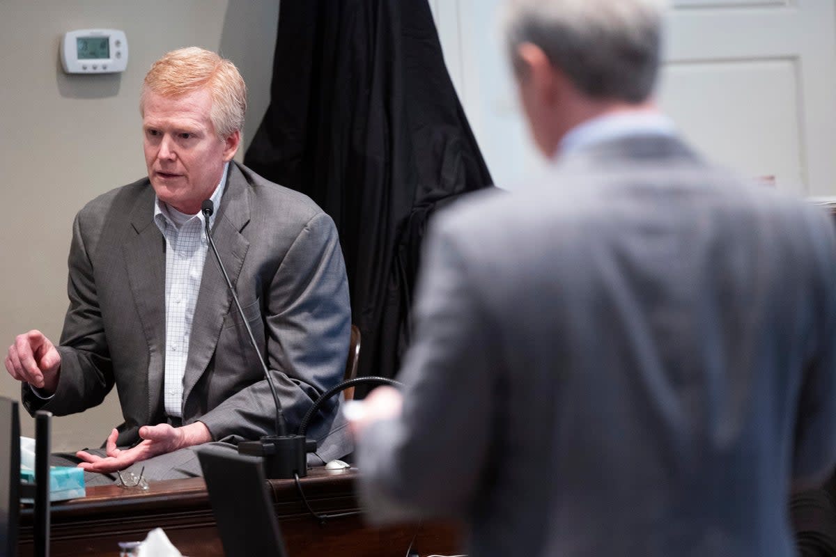 Alex Murdaugh is cross examined by prosecutor Creighton Waters (AP)