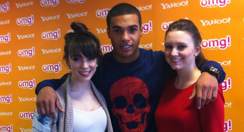Celebrity photos: Lucien made himself at home sandwiched between omg!’s Julia and Ellie.