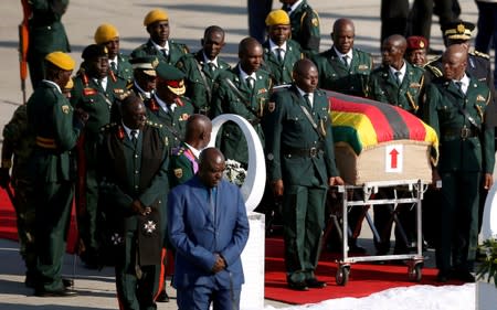 FILE PHOTO: The body of former Zimbabwean President Robert Mugabe arrives back in the country after he died on Friday (September 6) in Singapore after a long illness