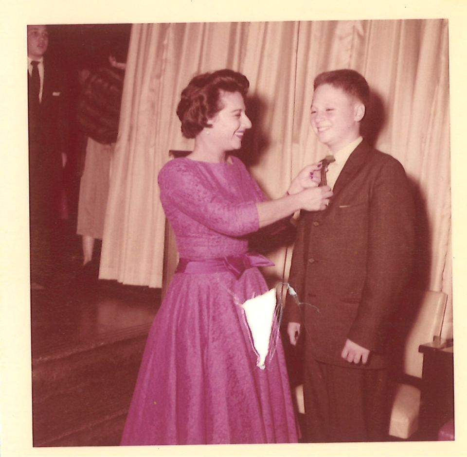 Mickey Drexler at his bar mitzvah with his mother.