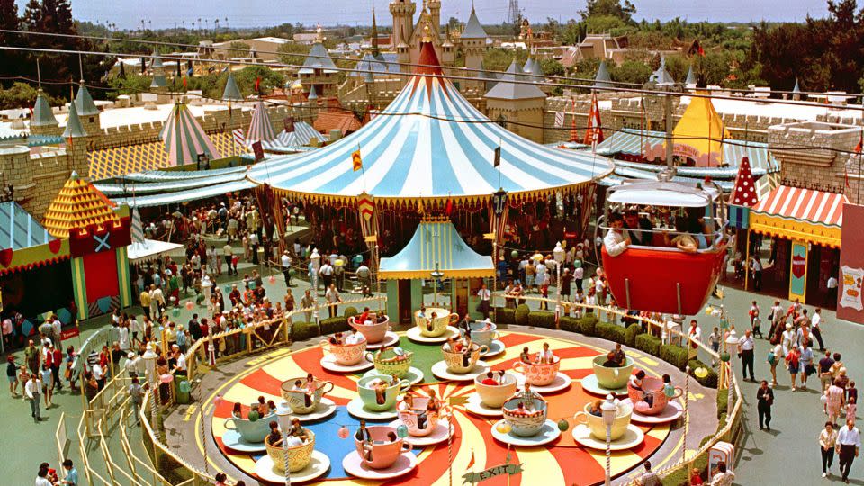 The Mad Tea Party spinning cups have been a feature since opening day. They're pictured here in 1966. Prices have increased considerably -- outstripping general inflation -- over the decades since Disneyland first opened. - Courtesy Disneyland Resort