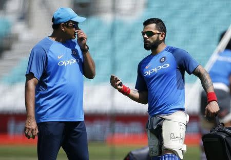 Britain Cricket - India Nets - The Oval - June 17, 2017 India's Head Coach Anil Kumble and Virat Kohli during nets Action Images via Reuters / Paul Childs Livepic