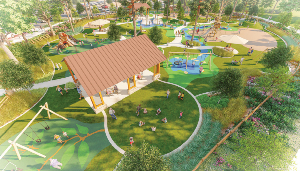 A rendering of what the town expects the New Riverside Barn Park playground to look like once completed