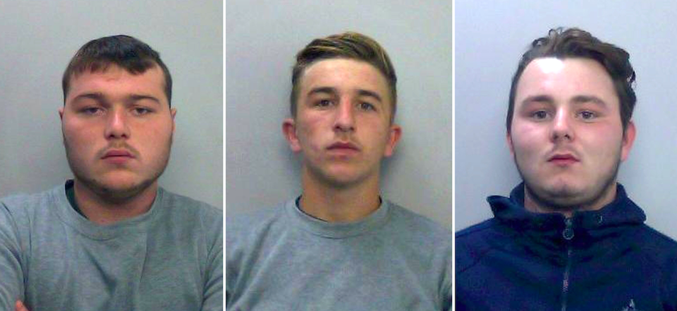 Henry Long (left) Jessie Cole (middle) and Albert Bowers (right) were cleared of murdering Pc Andrew Harper. (PA)