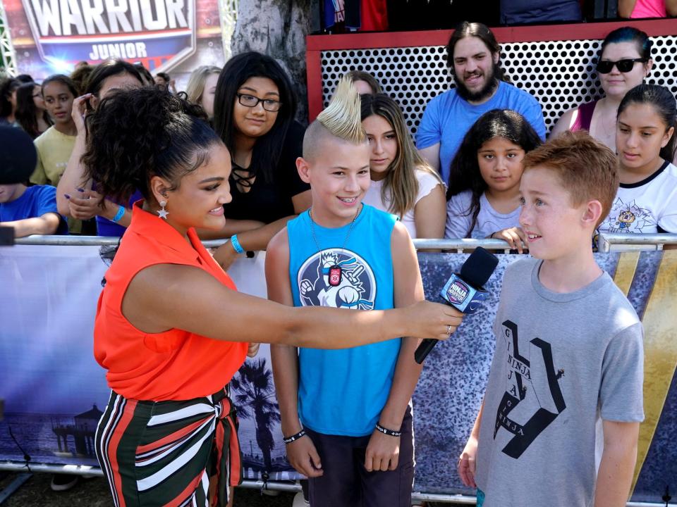 Laurie Hernandez interviews contestants on "American Ninja Warrior Junior."