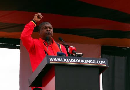 Joao Lourenco, presidential candidate for the ruling MPLA party, speaks at his party's final election rally in Luanda, Angola, August 19, 2017. REUTERS/Stephen Eisenhammer