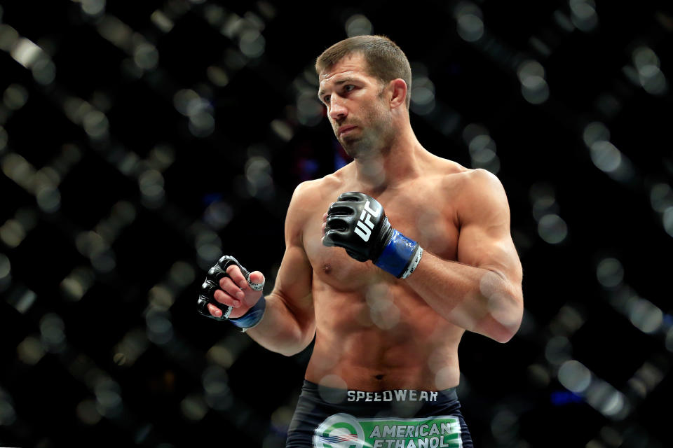 Luke Rockhold (above) will headline UFC 221 in an interim middleweight title fight against Yoel Romero on Saturday. (Getty)