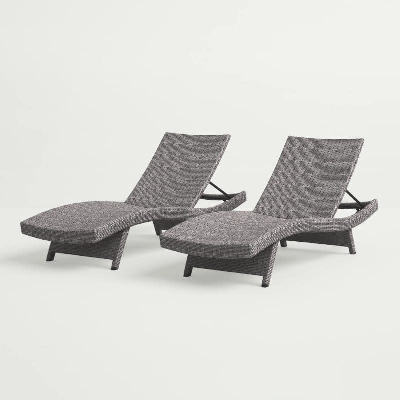 Billur Outdoor Wicker Chaise Lounge, Set of 2