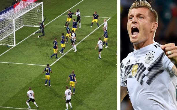 Toni Kroos celebrates scoring Germany's late, late winner - getty images