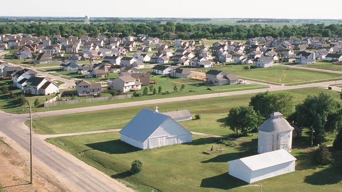 aerial view overlooking Clive and Waukee Iowa