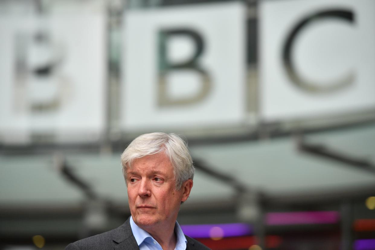 Director-General of the BBC Tony Hall is seen waiting to greet Britain's Prince William, Duke of Cambridge, and Britain's Catherine, Duchess of Cambridge, as the royal couple visit BBC Broadcasting House in London on November 15, 2018 to view the work the broadcaster is doing as a member of The Duke's Taskforce on the Prevention of Cyberbullying. (Photo by Ben STANSALL / POOL / AFP)        (Photo credit should read BEN STANSALL/AFP via Getty Images)