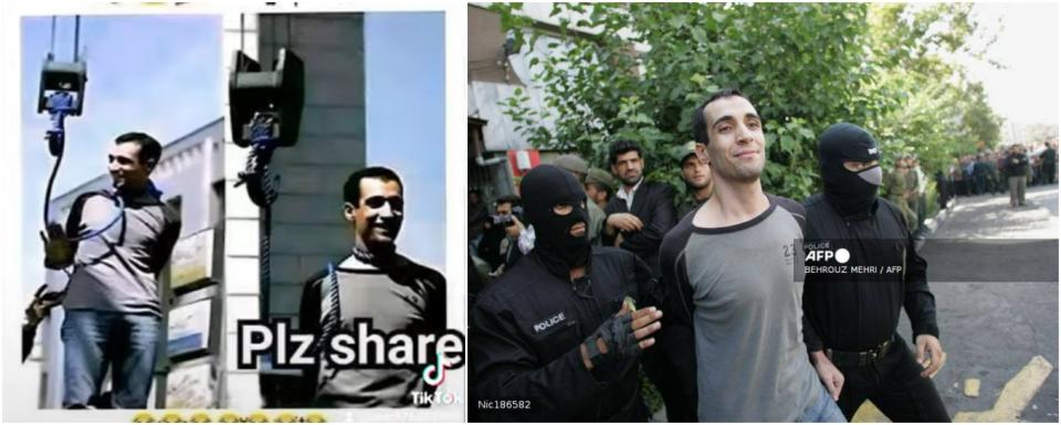 <span>Screenshot comparison between the photos shared in the false post (left) and the AFP photo (right)</span>