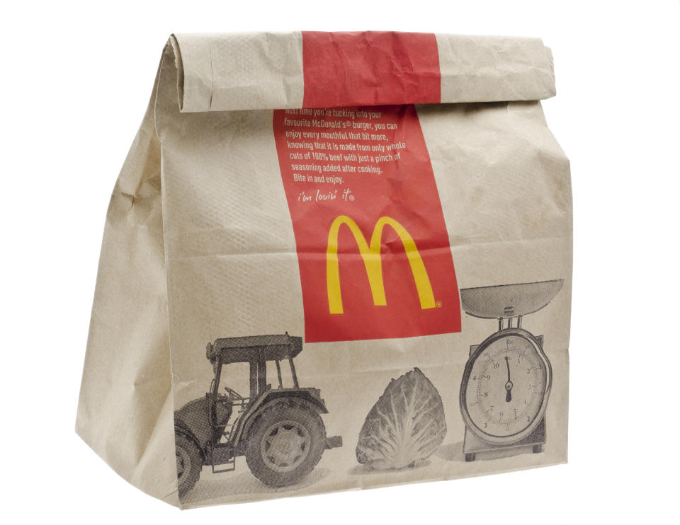 McDonald's fast food meal in brown paper bag. Source: Getty Images