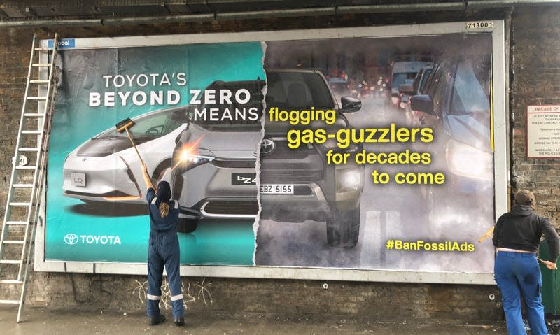 A Toyota parody ad designed by Matt Bonner posted in London.