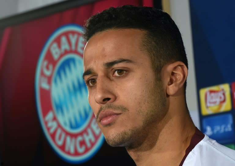 Bayern Munich's midfielder Thiago Alcantara attends a press conference in Munich, southern Germany, on December 5, 2016