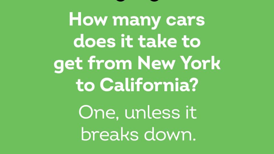 best anti jokes how many cars new york to california