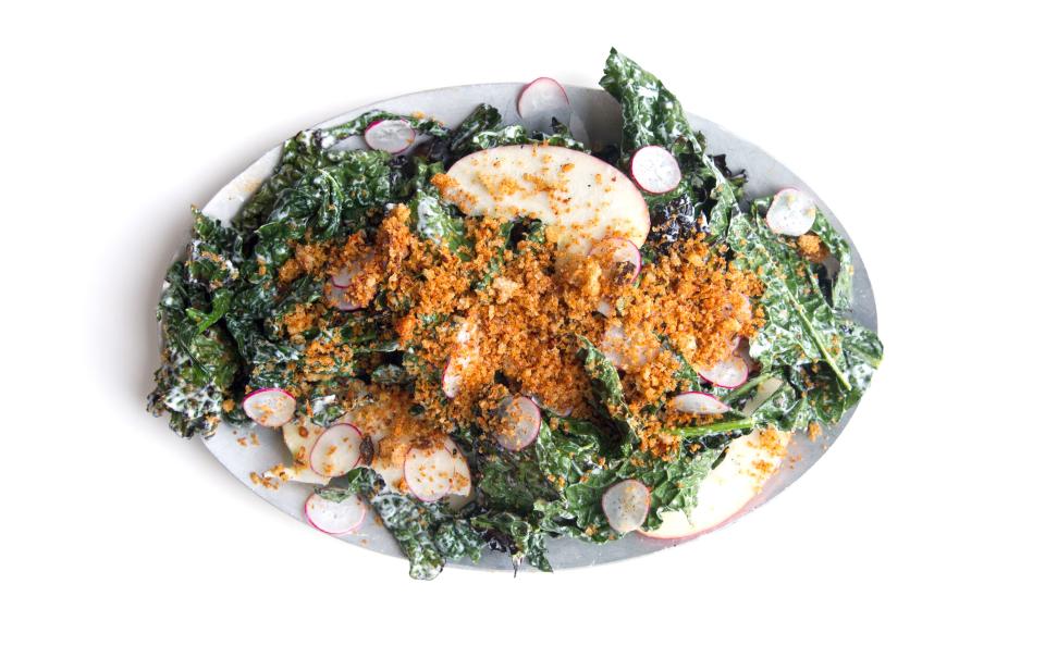 Grilled Kale Salad with Paprika Breadcrumbs