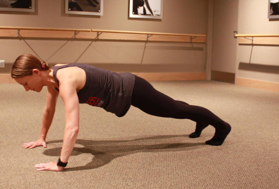 Plank (straight arm) with pushup