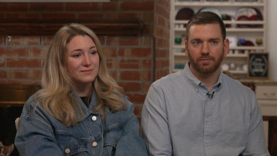 Kate and Justin Cox, in her first television interview since the Texas Supreme Court ruled that she did not qualify for an abortion. / Credit: CBS News