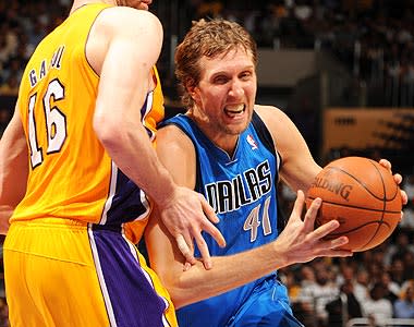 Nowitzki has never previously faced the Lakers in the playoffs. Dallas' last postseason meeting with Los Angeles came in 1988