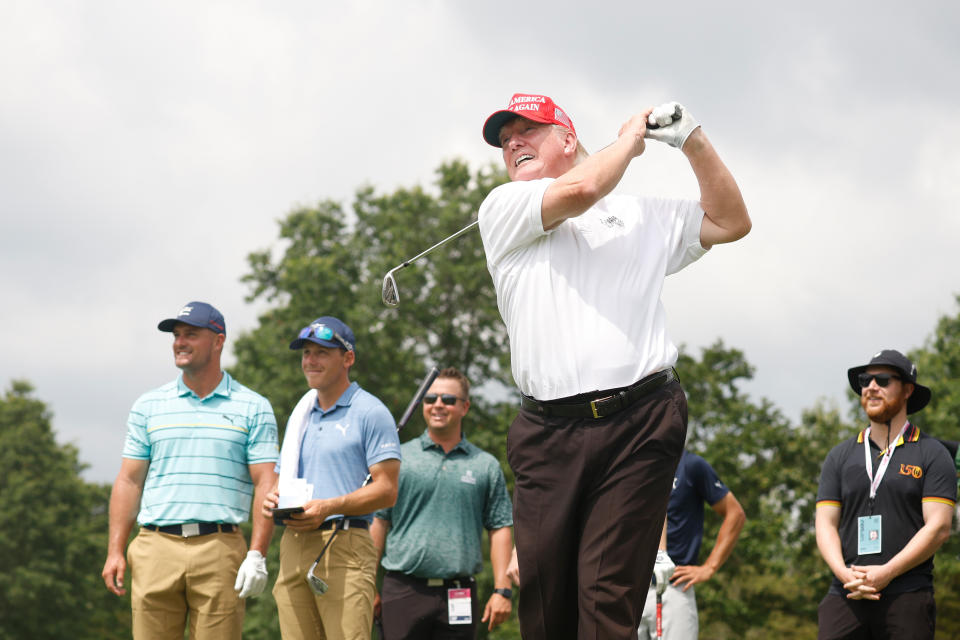 Former U.S. President Donald Trump with Bryson DeChambeau at the LIV Golf tournament